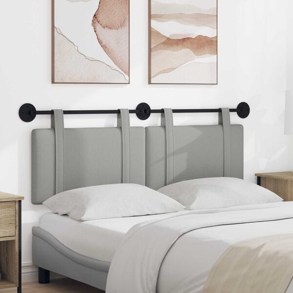 vidaXL T&ecirc;te de lit suspendue Uni Gris nuage 130 x 55 x 5 cm tissu