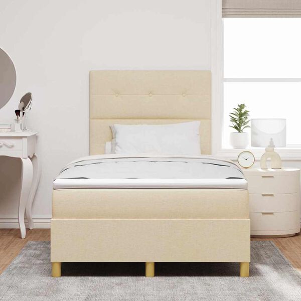 vidaXL Lit &agrave; ressorts avec matelas Cr&egrave;me 120 x 190 cm tissu