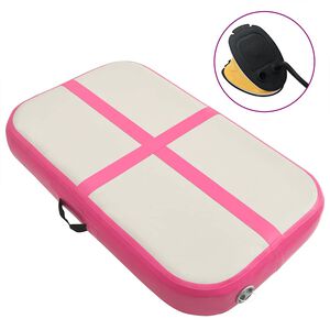 vidaXL Tapis gonflable de gymnastique avec pompe 60x100x15 cm PVC Rose