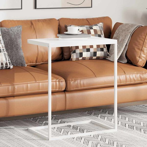 vidaXL Table d'appoint Blanc 55x35x66 cm Bois d'ing&eacute;nierie