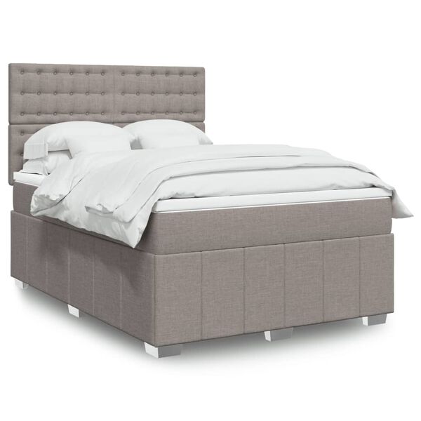 vidaXL Sommier &agrave; lattes de lit avec matelas Taupe 140x190 cm Tissu
