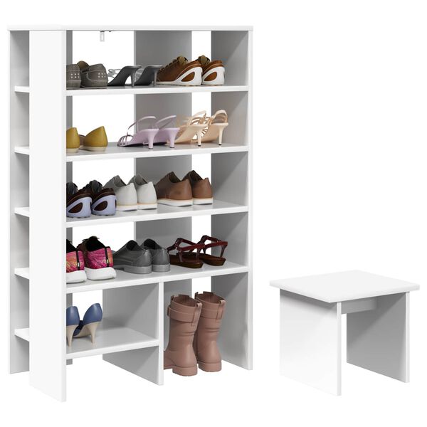 vidaXL Cabinet &agrave; chaussures avec &eacute;tag&egrave;re 2 pcs Blanc Bois d'ing&eacute;nierie