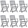 vidaXL Chaises pliables d'ext&eacute;rieur lot de 6 et coussins Bois d'acacia
