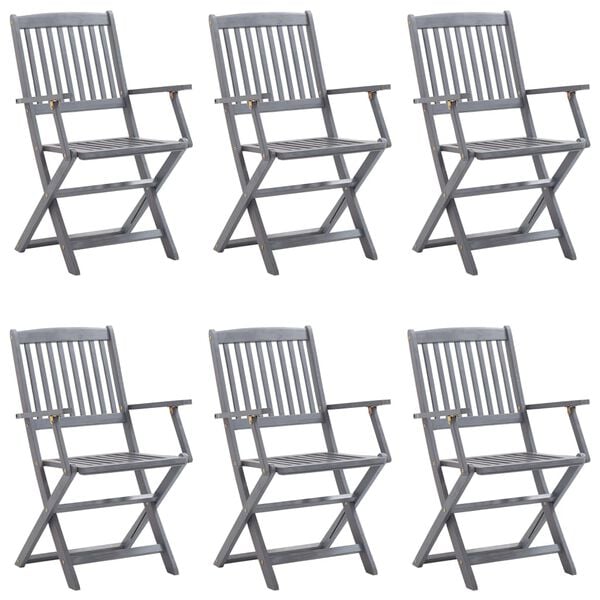 vidaXL Chaises pliables d'ext&eacute;rieur lot de 6 et coussins Bois d'acacia