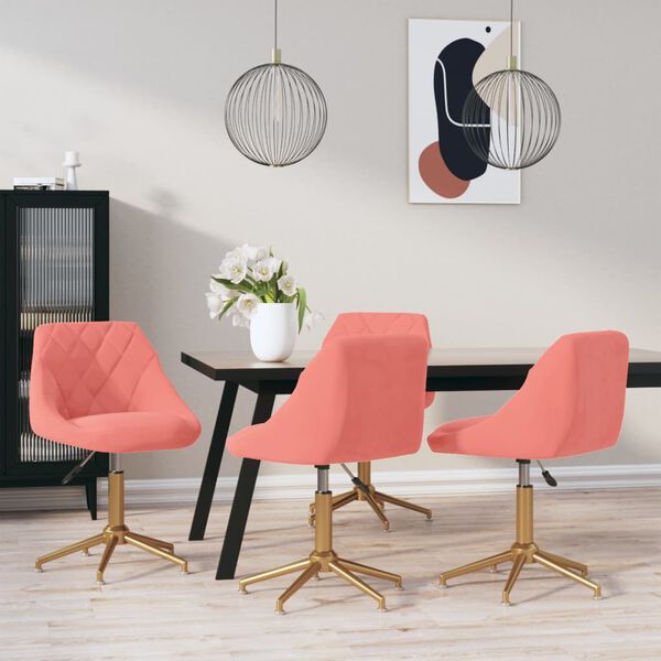 vidaXL Chaises pivotantes &agrave; manger lot de 4 rose velours