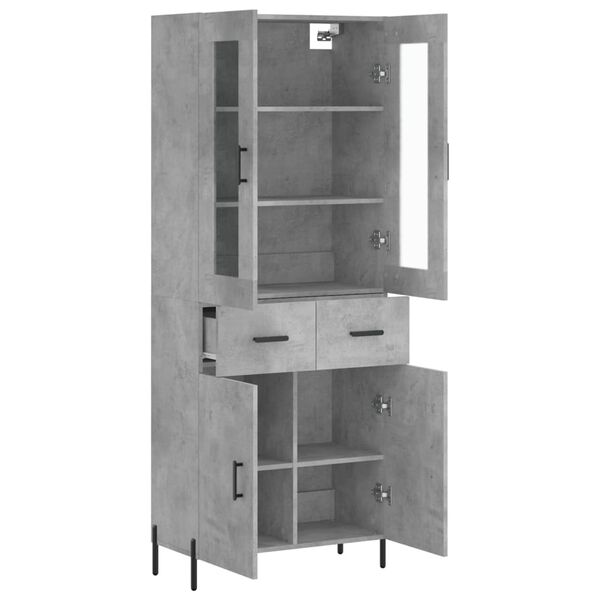 vidaXL Buffet haut Gris b&eacute;ton 69,5x34x180 cm Bois d'ing&eacute;nierie