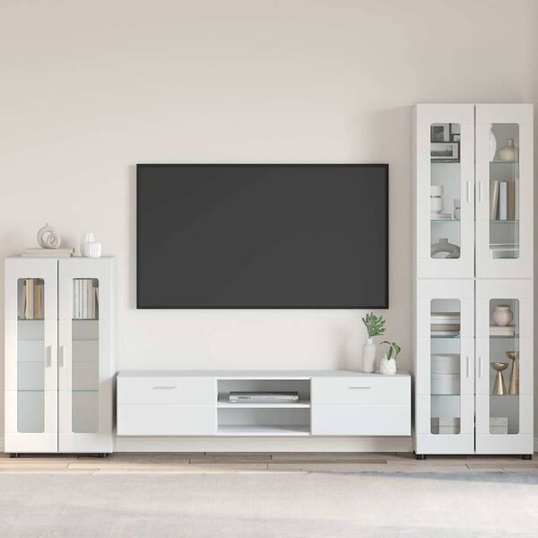 vidaXL Buffet Blanc brillant 55,5 x 29 x 103 cm Bois d'ing&eacute;nierie