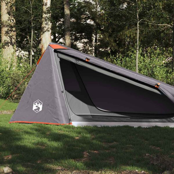 vidaXL Tente de camping tunnel 1 personne gris et orange imperméable