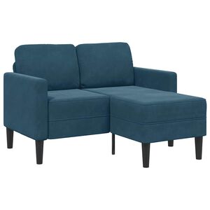 vidaXL Canap&eacute; 2 places avec m&eacute;ridienne en L bleu 125 cm velours