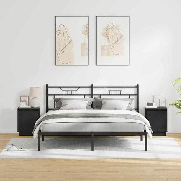 vidaXL Cabinet de chevet 2 pcs Ch&ecirc;ne noir 39 x 34,5 x 50 cm