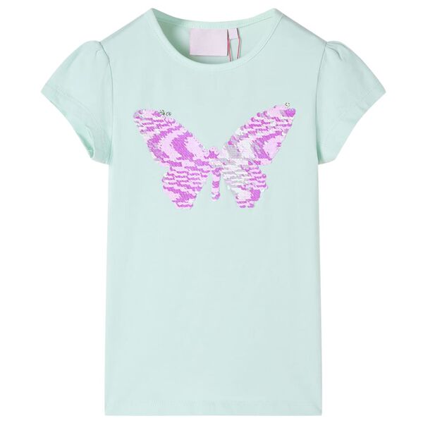 T-shirt pour enfants &agrave; mancherons menthe clair 128