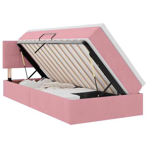 vidaXL Lit de Rangement avec matelas Rose 90 x 200 cm Velours
