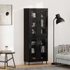 vidaXL Haut Armoire 2 pcs Ch&ecirc;ne noir Bois Agglom&eacute;r&eacute; et Verre