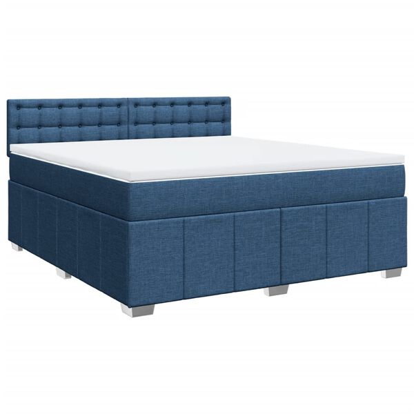 vidaXL Sommier &agrave; lattes de lit avec matelas Bleu 180x200 cm Tissu
