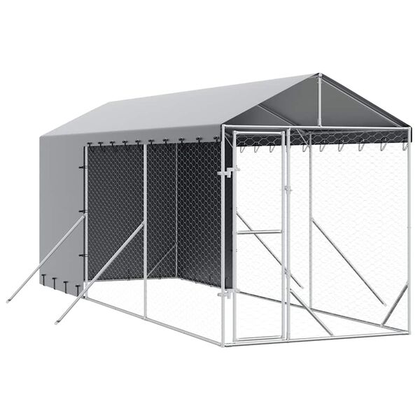 vidaXL Chenil d'ext&eacute;rieur pour chiens avec toit argent&eacute; 2x6x2,5 m