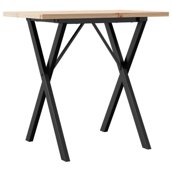 vidaXL Table &agrave; manger cadre en X 80x50x75,5cm bois de pin massif acier