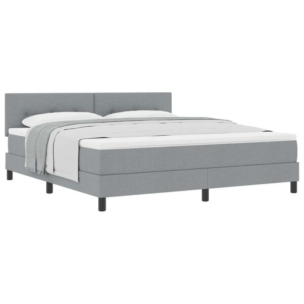 vidaXL Lit &agrave; ressorts avec matelas Gris clair 180 x 200 cm tissu
