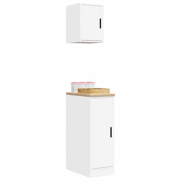 vidaXL Armoires de garage 2 pcs blanc bois d'ingénierie