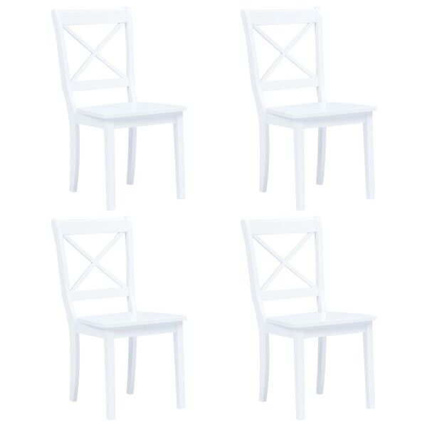 vidaXL Chaises à manger lot de 4 blanc bois d'hévéa massif