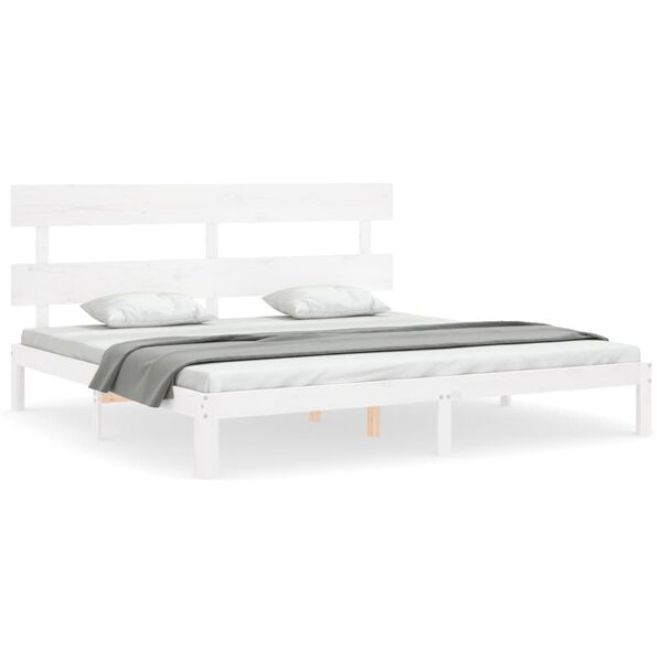 vidaXL Cadre de lit sans matelas blanc 200x200 cm bois massif de pin