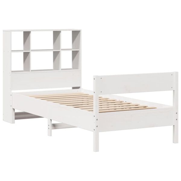 vidaXL Lit biblioth&egrave;que sans matelas blanc 90x190cm bois de pin massif