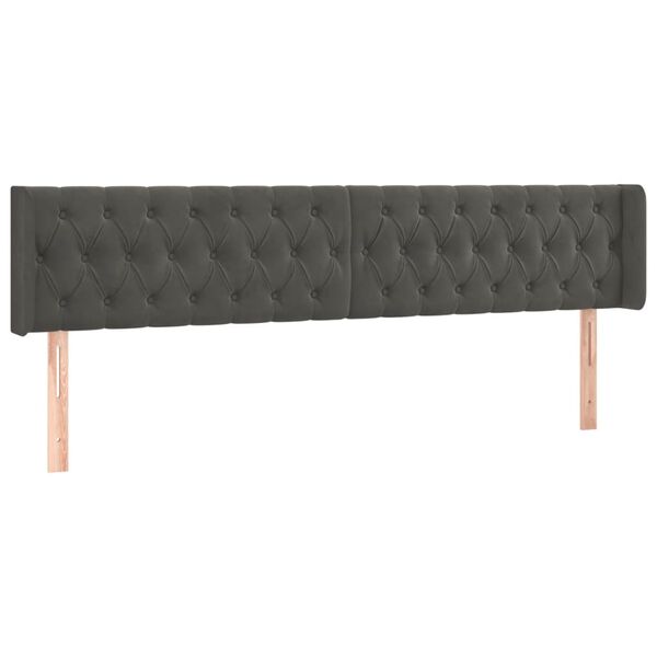 vidaXL Tête de lit à LED Gris foncé 203x16x78/88 cm Velours