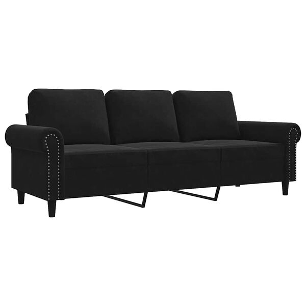 vidaXL Canap&eacute; &agrave; 3 places Noir 180 cm Velours