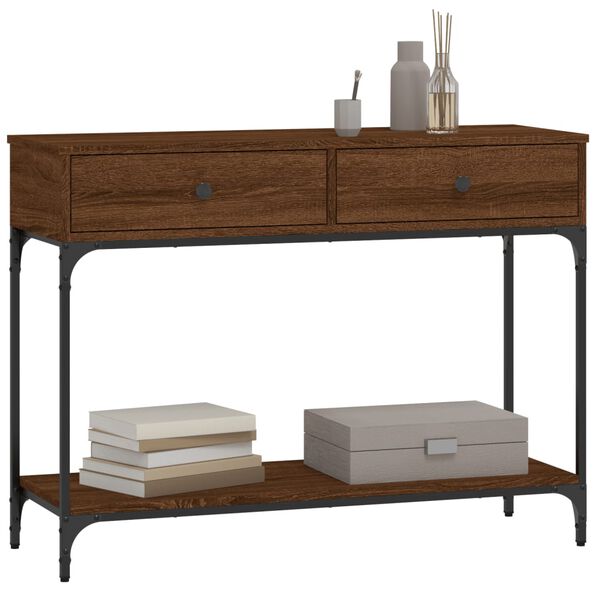 vidaXL Table console ch&ecirc;ne marron 100x34,5x75 cm bois d'ing&eacute;nierie