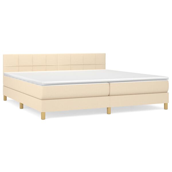 vidaXL Sommier &agrave; lattes de lit avec matelas Cr&egrave;me 200x200 cm Tissu