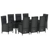 vidaXL Ensemble de salle &agrave; manger pour jardin 9 pcs Noir polyrotin