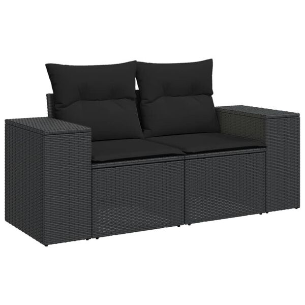 vidaXL Salon de jardin 8 pcs avec coussins noir r&eacute;sine tress&eacute;e