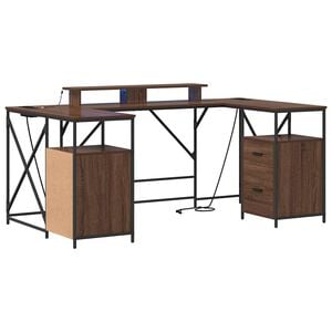 vidaXL Bureau Ch&ecirc;ne brun Bois d'ing&eacute;nierie 182 x 101 x 87,5 cm