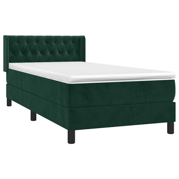 vidaXL Sommier &agrave; lattes de lit avec matelas Vert fonc&eacute; 100x200 cm