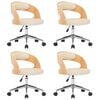 vidaXL Chaises pivotantes à manger lot de 4 bois courbé et similicuir