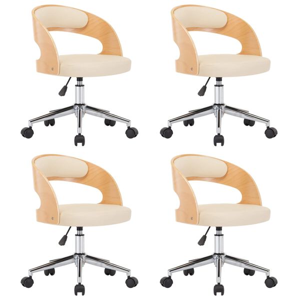 vidaXL Chaises pivotantes à manger lot de 4 bois courbé et similicuir