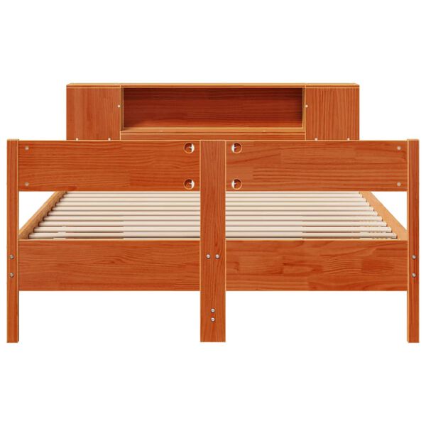 vidaXL Lit biblioth&egrave;que sans matelas cire marron 135x190 cm pin massif