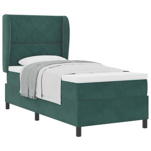 vidaXL Lit &agrave; ressorts avec matelas Vert fonc&eacute; 190 x 90 cm Polyester
