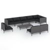 vidaXL Salon de jardin 10 pcs avec coussins R&eacute;sine tress&eacute;e Gris fonc&eacute;