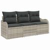 vidaXL Ensemble de canap&eacute; de jardin 3 pc Gris clair Poly rotin