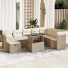 vidaXL Salon de jardin avec coussins 9 pcs beige r&eacute;sine tress&eacute;e
