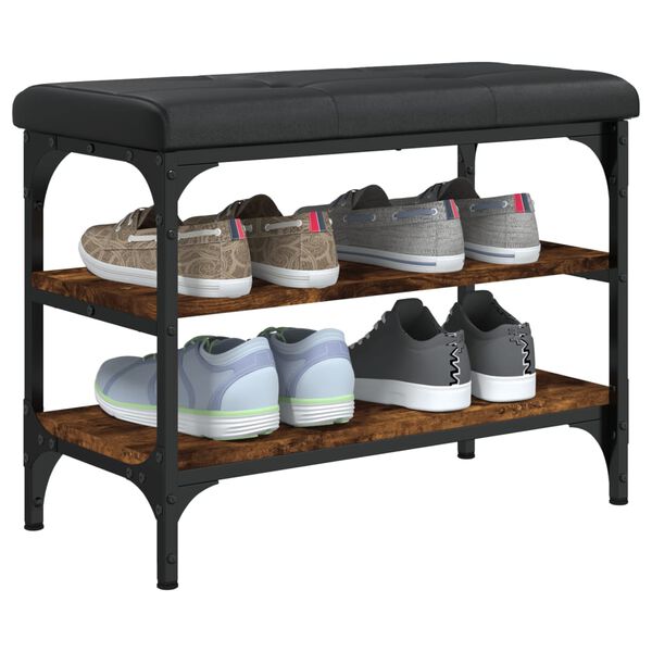 vidaXL Banc &agrave; chaussures ch&ecirc;ne fum&eacute; 62x32x47 cm bois d'ing&eacute;nierie