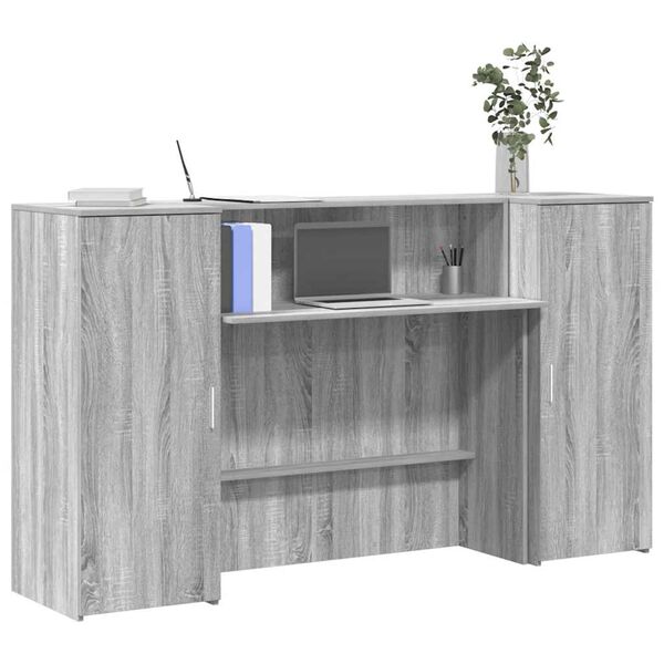 vidaXL Bureau de r&eacute;ception sonoma gris 180x50x103,5 cm bois ing&eacute;nierie