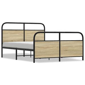 vidaXL Cadre de lit en m&eacute;tal sans matelas ch&ecirc;ne sonoma 140x190 cm