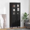 vidaXL Haut Armoire 2 pcs Ch&ecirc;ne noir Bois Agglom&eacute;r&eacute; et Verre