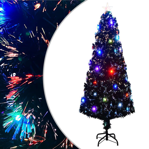 vidaXL Arbre de No&euml;l pr&eacute;-&eacute;clair&eacute; avec support et LED 240 cm fibre optique