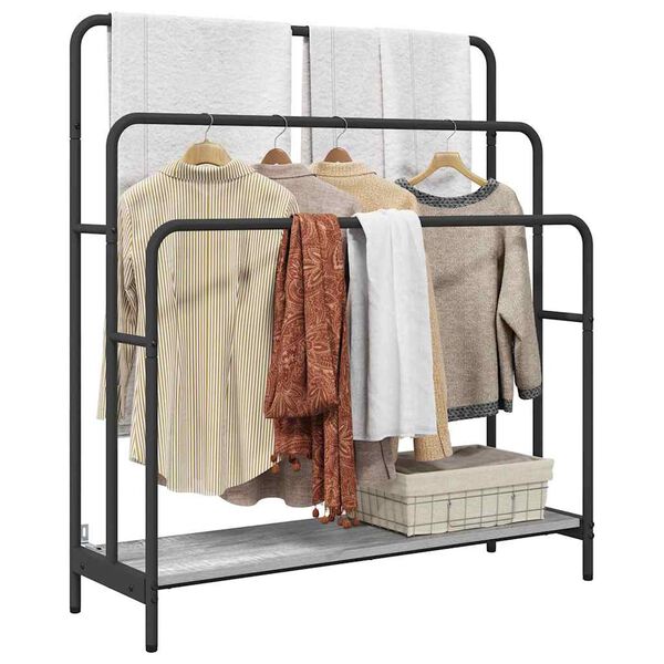 vidaXL Porte-v&ecirc;tements avec &eacute;tag&egrave;re Gris Sonoma 90 x 30 x 100,5 cm