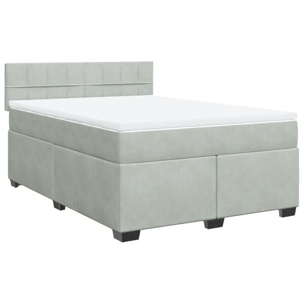 vidaXL Sommier &agrave; lattes de lit et matelas Gris clair 140x200cm Velours
