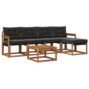 vidaXL Ensemble de canap&eacute;s d'ext&eacute;rieur 6 pcs Naturel et Noir