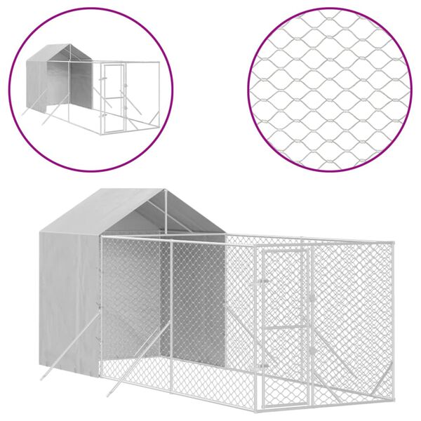 vidaXL Chenil d'ext&eacute;rieur pour chiens avec toit argent&eacute; 2x6x2,5 m
