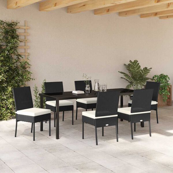 vidaXL Ensemble de salle &agrave; manger pour jardin 7 pcs Noir